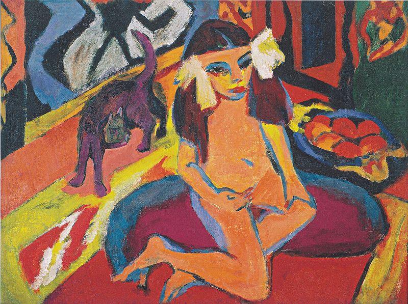 Ernst Ludwig Kirchner Madchen mit Katze china oil painting image